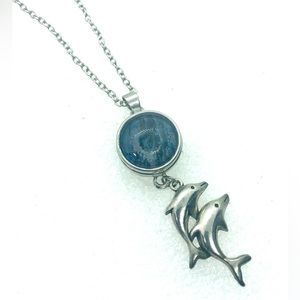 Necklace with dolphins charm & Handmade 20mm snap SN20